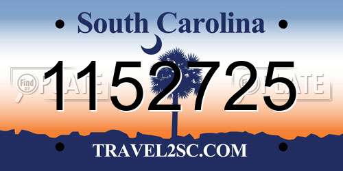 1152725 South Carolina License Plate