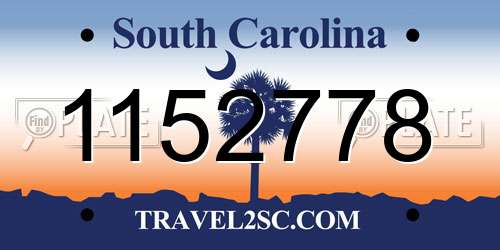 1152778 South Carolina License Plate