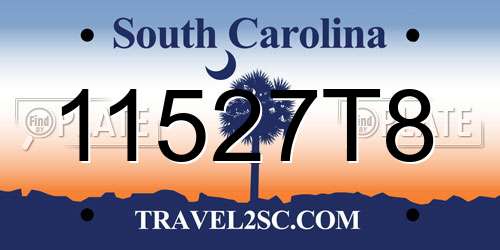 11527T8 South Carolina License Plate