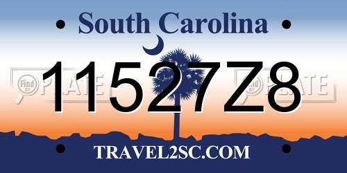 11527Z8 South Carolina License Plate