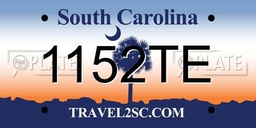 1152TE South Carolina License Plate