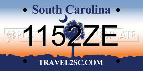 1152ZE South Carolina License Plate