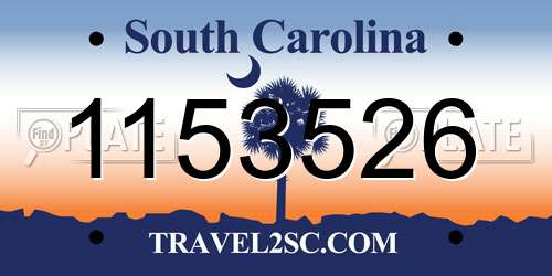 1153526 South Carolina License Plate