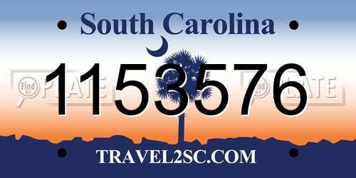 1153576 South Carolina License Plate