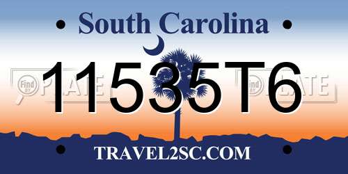 11535T6 South Carolina License Plate