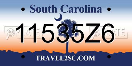 11535Z6 South Carolina License Plate