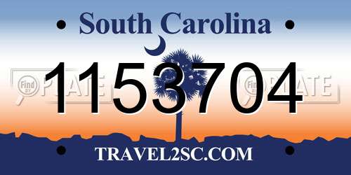 1153704 South Carolina License Plate