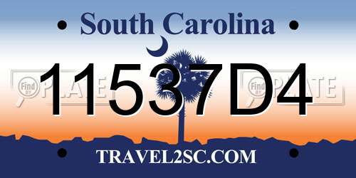 11537D4 South Carolina License Plate