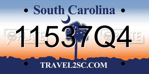 11537Q4 South Carolina License Plate