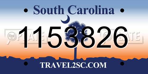 1153826 South Carolina License Plate