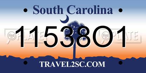 11538O1 South Carolina License Plate