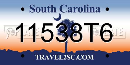 11538T6 South Carolina License Plate