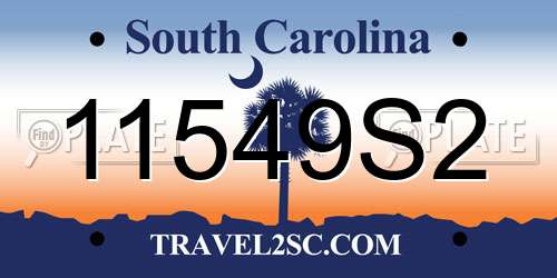 11549S2 South Carolina License Plate