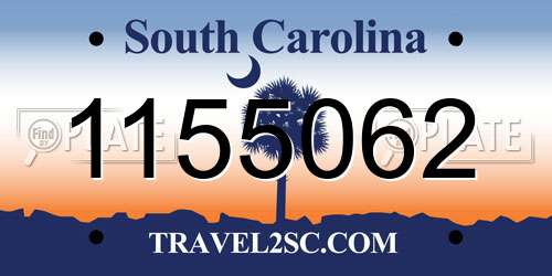 1155062 South Carolina License Plate