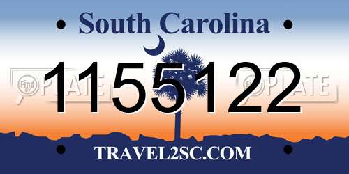 1155122 South Carolina License Plate