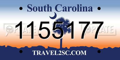 1155177 South Carolina License Plate