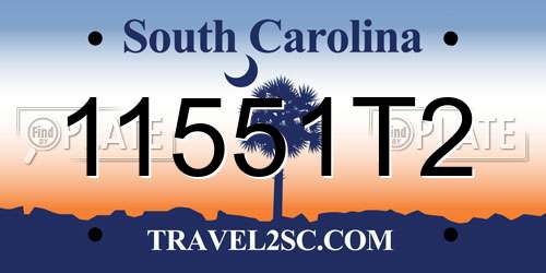 11551T2 South Carolina License Plate