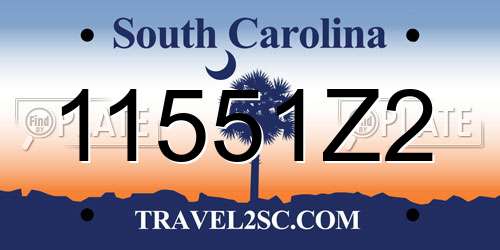 11551Z2 South Carolina License Plate