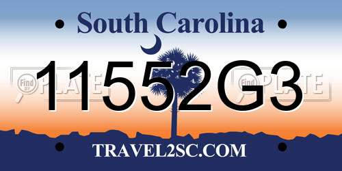 11552G3 South Carolina License Plate
