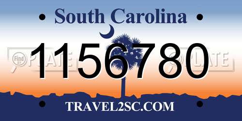 1156780 South Carolina License Plate