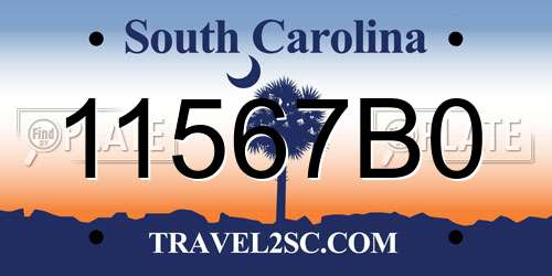 11567B0 South Carolina License Plate