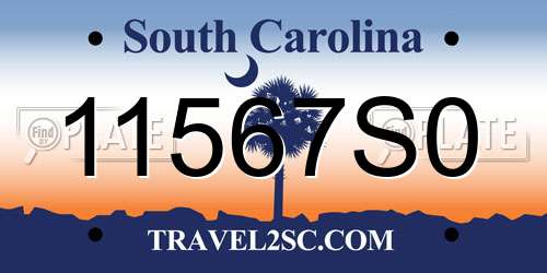 11567S0 South Carolina License Plate
