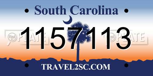 1157113 South Carolina License Plate