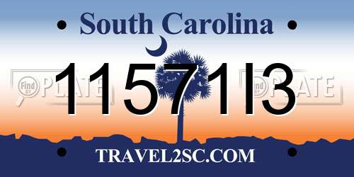 11571I3 South Carolina License Plate