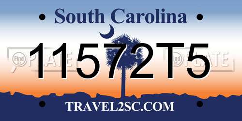 11572T5 South Carolina License Plate