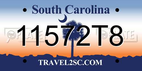 11572T8 South Carolina License Plate