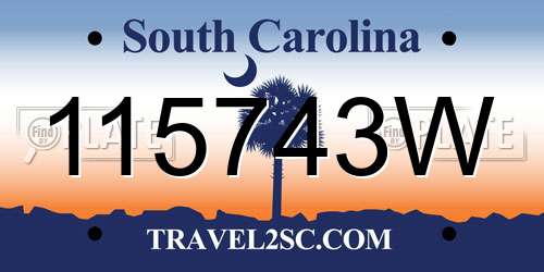 115743W South Carolina License Plate
