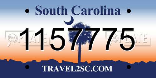 1157775 South Carolina License Plate