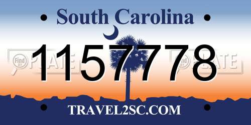 1157778 South Carolina License Plate