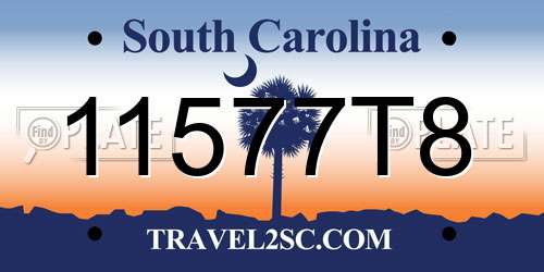 11577T8 South Carolina License Plate
