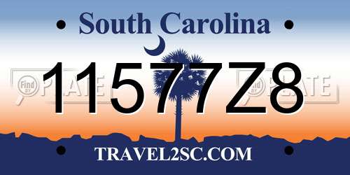 11577Z8 South Carolina License Plate