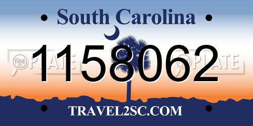 1158062 South Carolina License Plate