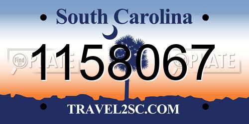 1158067 South Carolina License Plate