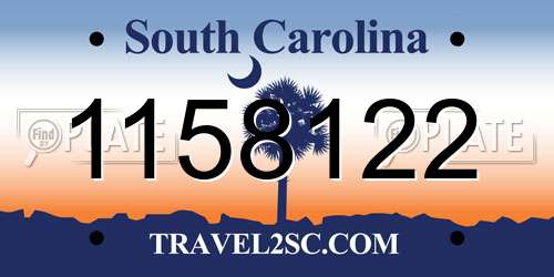 1158122 South Carolina License Plate