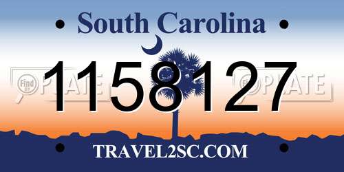 1158127 South Carolina License Plate
