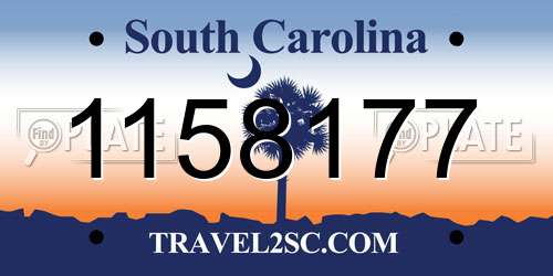 1158177 South Carolina License Plate