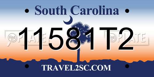 11581T2 South Carolina License Plate