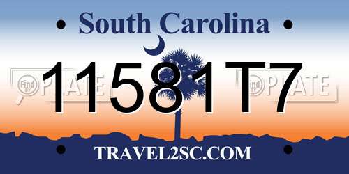 11581T7 South Carolina License Plate