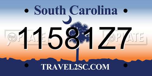 11581Z7 South Carolina License Plate