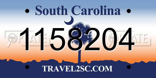 1158204 South Carolina License Plate