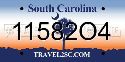 11582O4 South Carolina License Plate