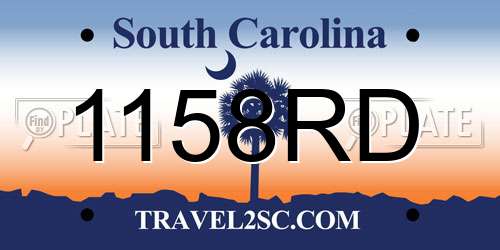 1158RD South Carolina License Plate