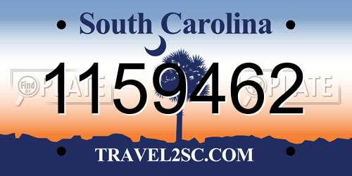 1159462 South Carolina License Plate