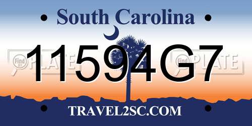11594G7 South Carolina License Plate