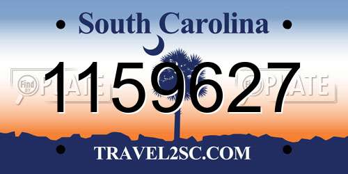 1159627 South Carolina License Plate