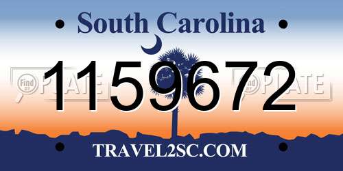 1159672 South Carolina License Plate